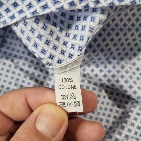 Sartoria Condotti Napoli Stylish Blue Patterned Men's Shirt Size XL - Picture 9 of 16